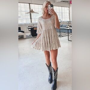 Amazing Lace champagne sequin dress